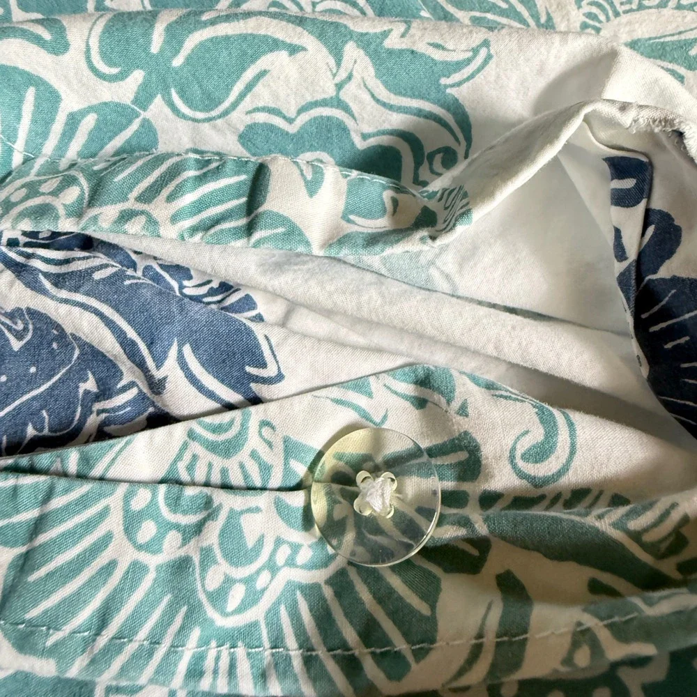 Pottery Barn King Duvet Cover Set Organic Cotton Blue Teal Paisley Block Print